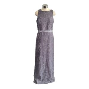 Christina Wu Charcoal Gray Floor Length Lace Bridesmaid Formal Gown Dress Sz 10